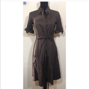 Brown Tory Burch button down dress, tie waist